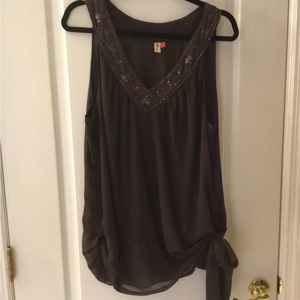 Brown Embellished Top